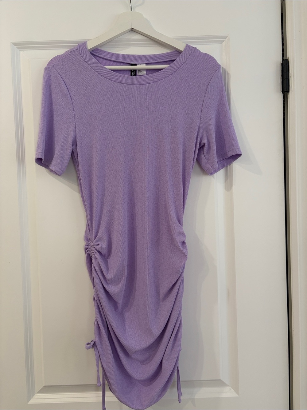 H&M Lavender Short-Sleeve Ruched Tee Dress
